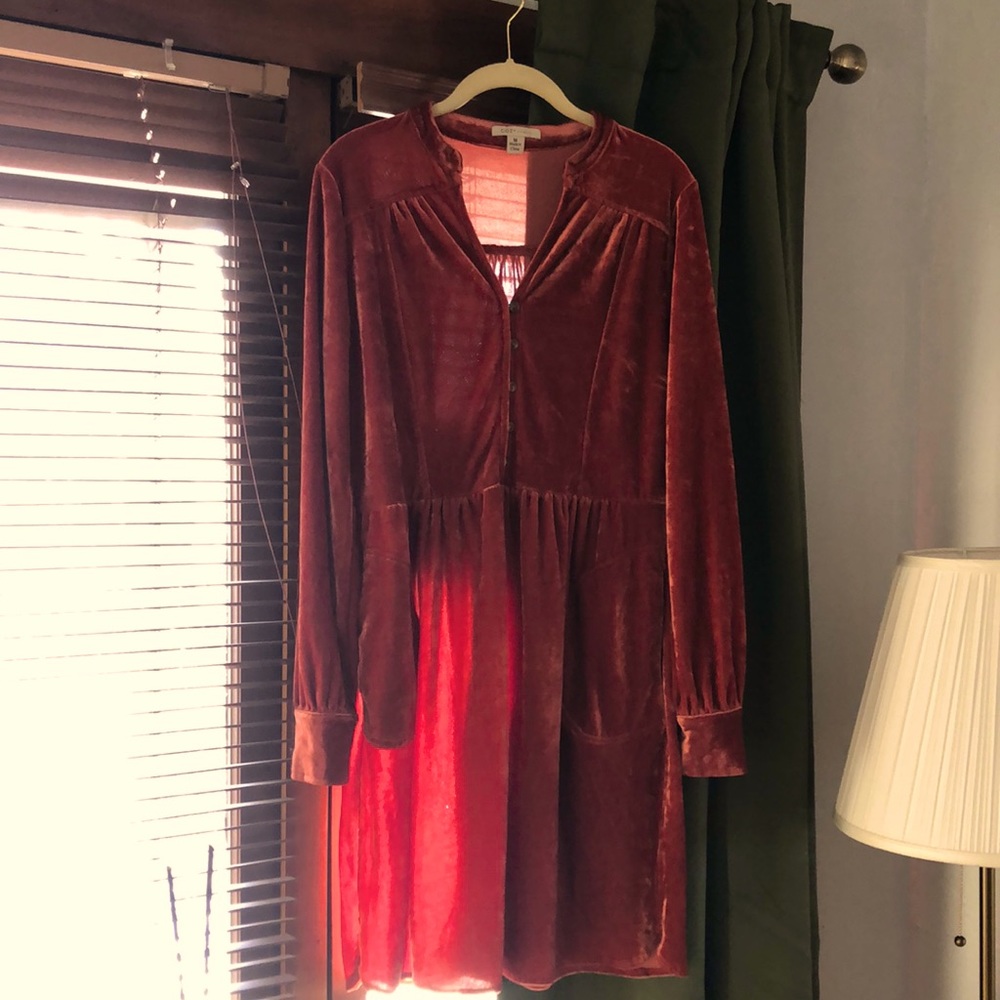 Burnt Orange Velvet Dress